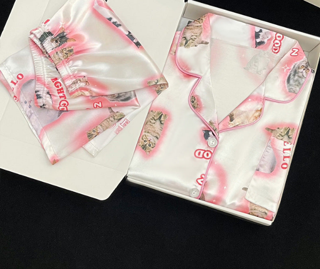 Cute Cat Print Pajamas