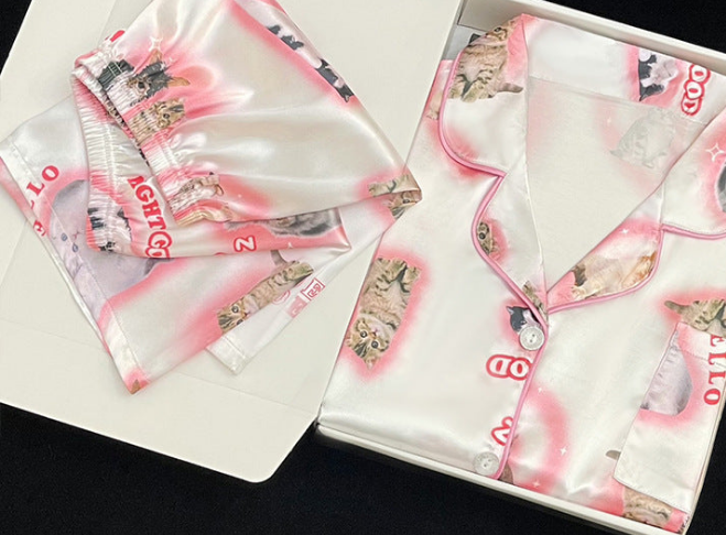 Cute Cat Print Pajamas
