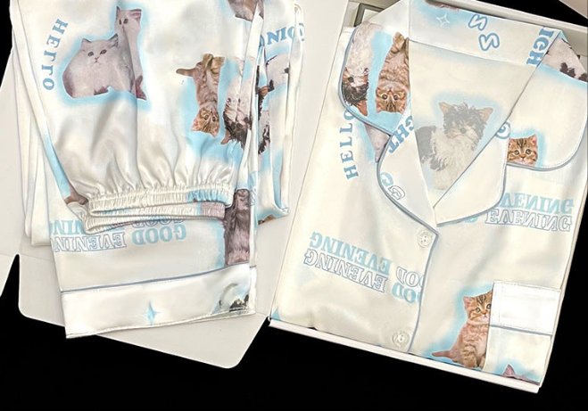 Cute Cat Print Pajamas